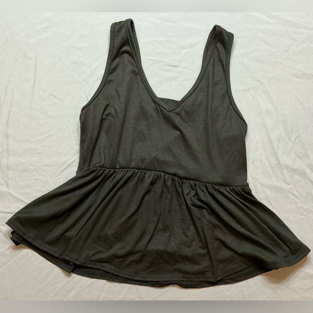 Chic Black Sleeveless Peplum Tank Top